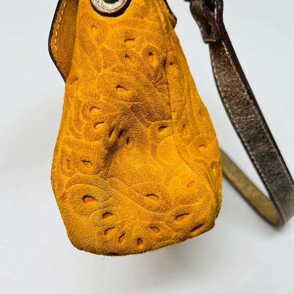 Laura Di Maggio Hand Tooled Leather Clutch Bag Italy Wrist Gold - Picture 6 of 9